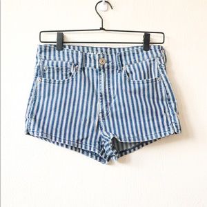 American Eagle Striped Denim Booty Shorts (size 4)